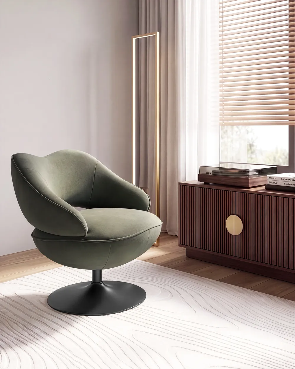 Swivel Armchair SANDET Velvet Dark Green_1087885