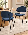Set of 2 Dining Chairs KIANA Fabric Dark Blue