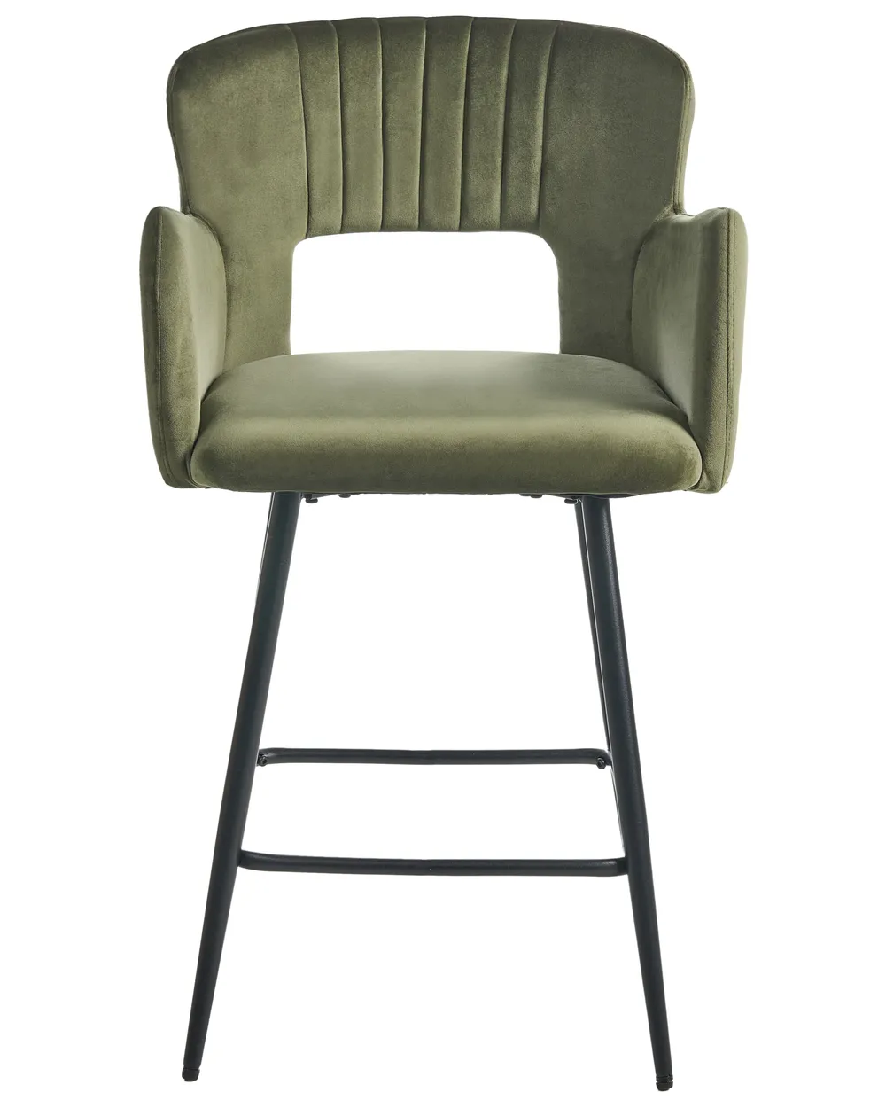 Set of 2 Bar Chairs SANILAC Velvet Olive Green_1019491