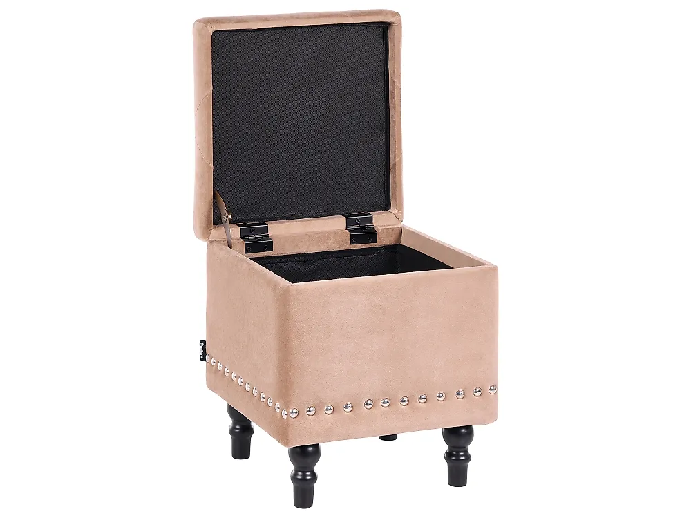 Pouf mit Stauraum LORETTO Samtstoff Beige_1186161
