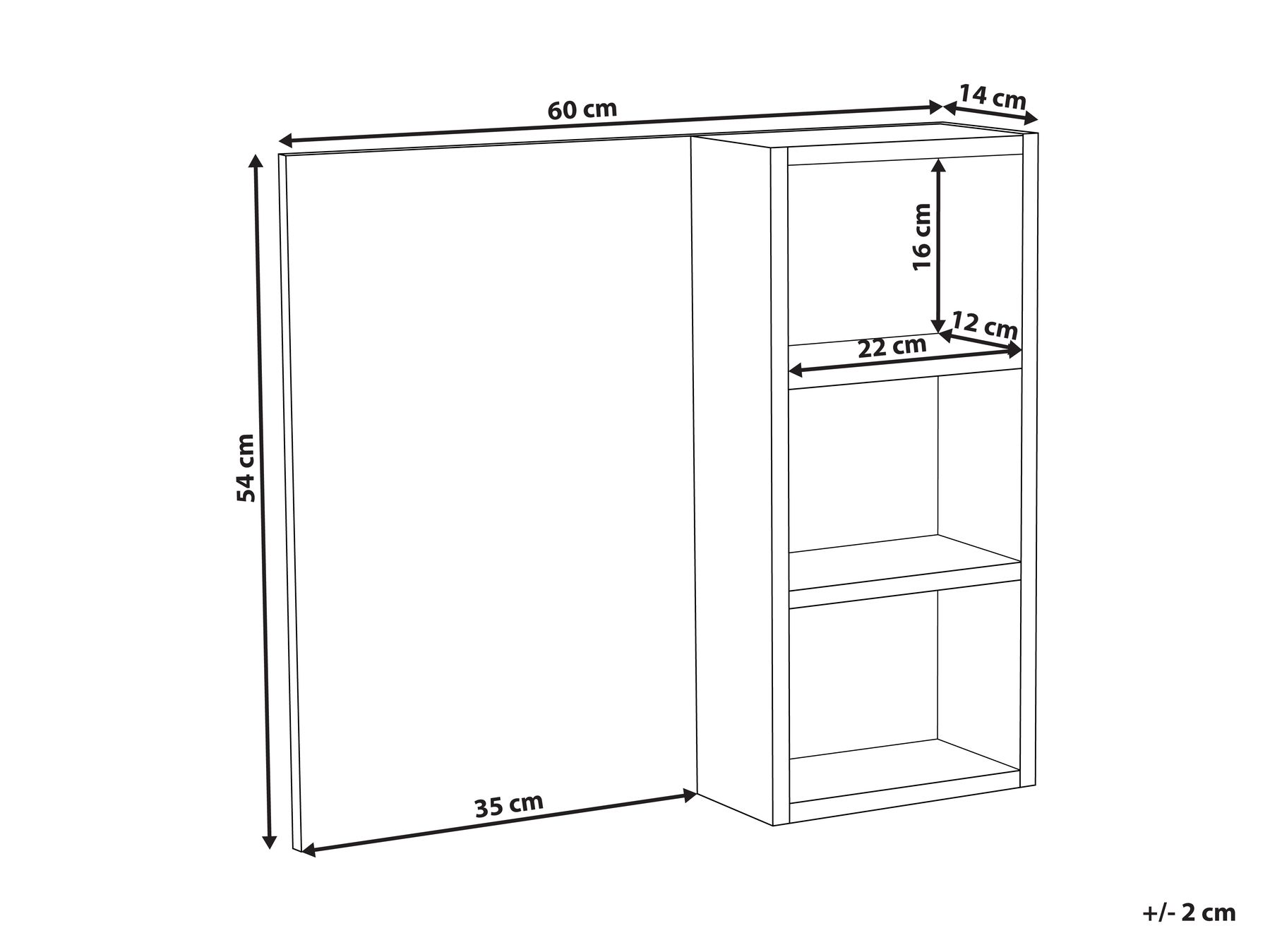 Bathroom Wall Mounted Mirror Cabinet JOINVILLE 60 cm 54 cm White Marble_978176