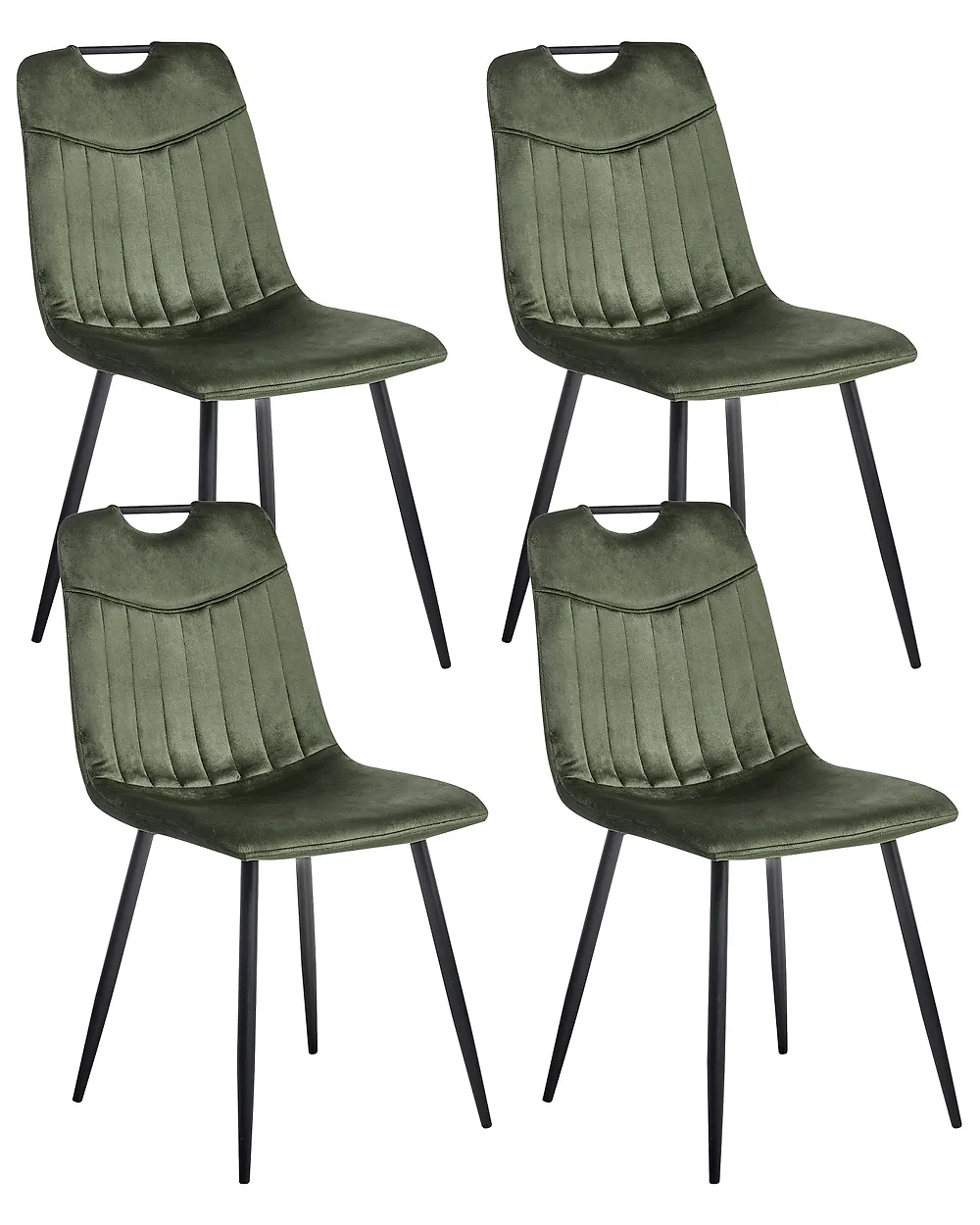 Set of 4 Dining Chairs ARGYLE Velvet Dark Green