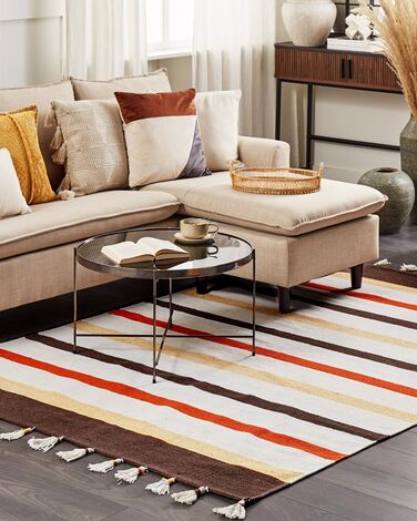 Cotton Area Rug 160 x 230 cm Brown and Beige HISARLI