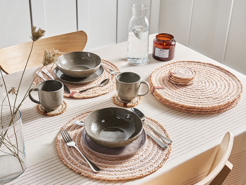Set di tovagliette e sottobicchieri QUININE Iuta Naturale