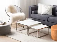 Set of 2 Coffee Tables BREA Tempered Glass White_757545