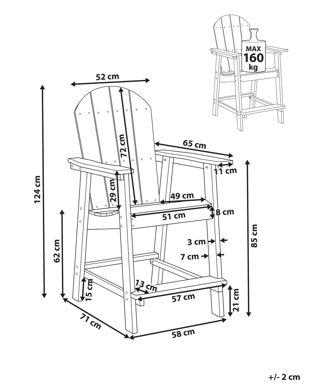 Garden Bar Chair ADIRONDACK Synthetic Material Red_938565