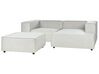 Left Hand 2 Seater Modular Linen Corner Sofa with Ottoman Grey APRICA_874741