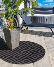Tappeto per esterni AJMER Nero ø 120 cm_992276