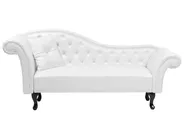 Left-Hand Chaise Longue LATTES Faux Leather White_681425