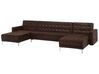 5 Seater U-Shaped Modular Faux Leather Sofa Brown ABERDEEN_717286