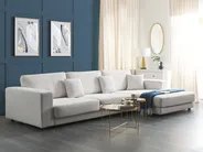 Corner Sofa 5 Seater LOFOTEN Fabric Off-White Left Hand_900511