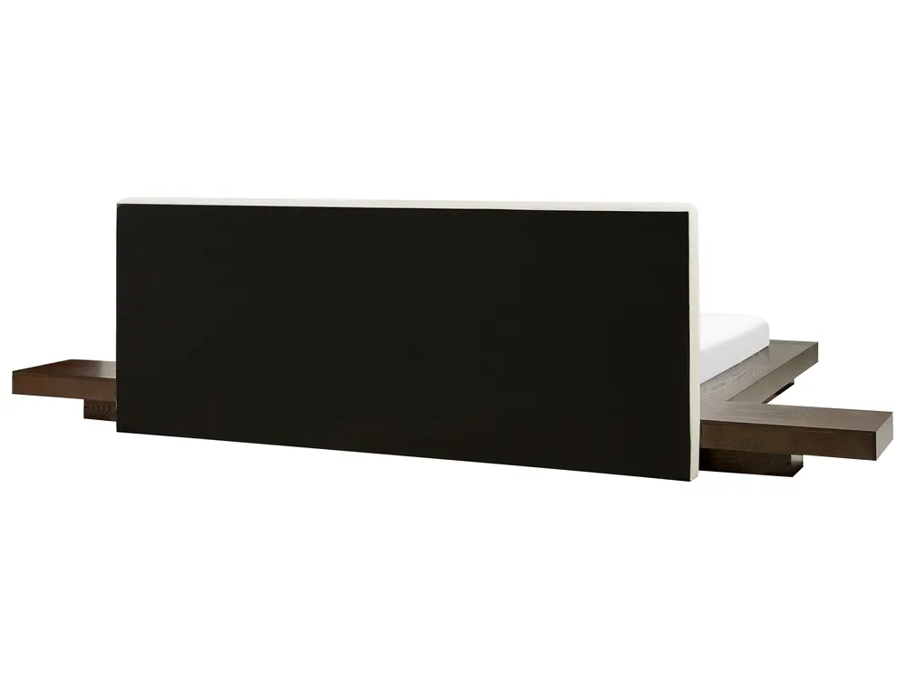 Bed with LED Faux Leather ZEN 180 x 200 cm (EU Super King) Dark Ash Wood_938490