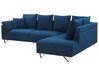 Left Hand Corduroy Corner Sofa Navy Blue LUNNER_784985