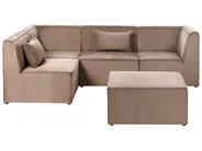Modular Corner Sofa 4 Seater LEMVIG with Ottoman Corduroy Dark Beige Right Hand_1053330