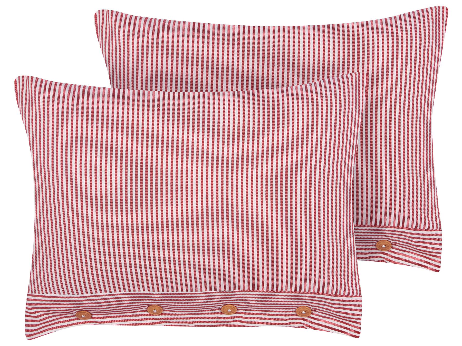 Conjunto de 2 cojines decorativos de algodón a rayas rojo y blanco 40 x 60 cm AALITA_902650