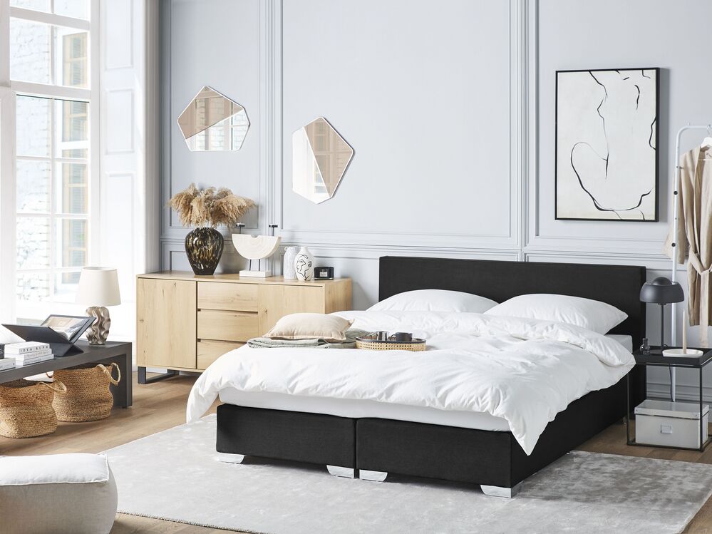 Pat boxspring  PRESIDENT 160 x 200 cm Negru