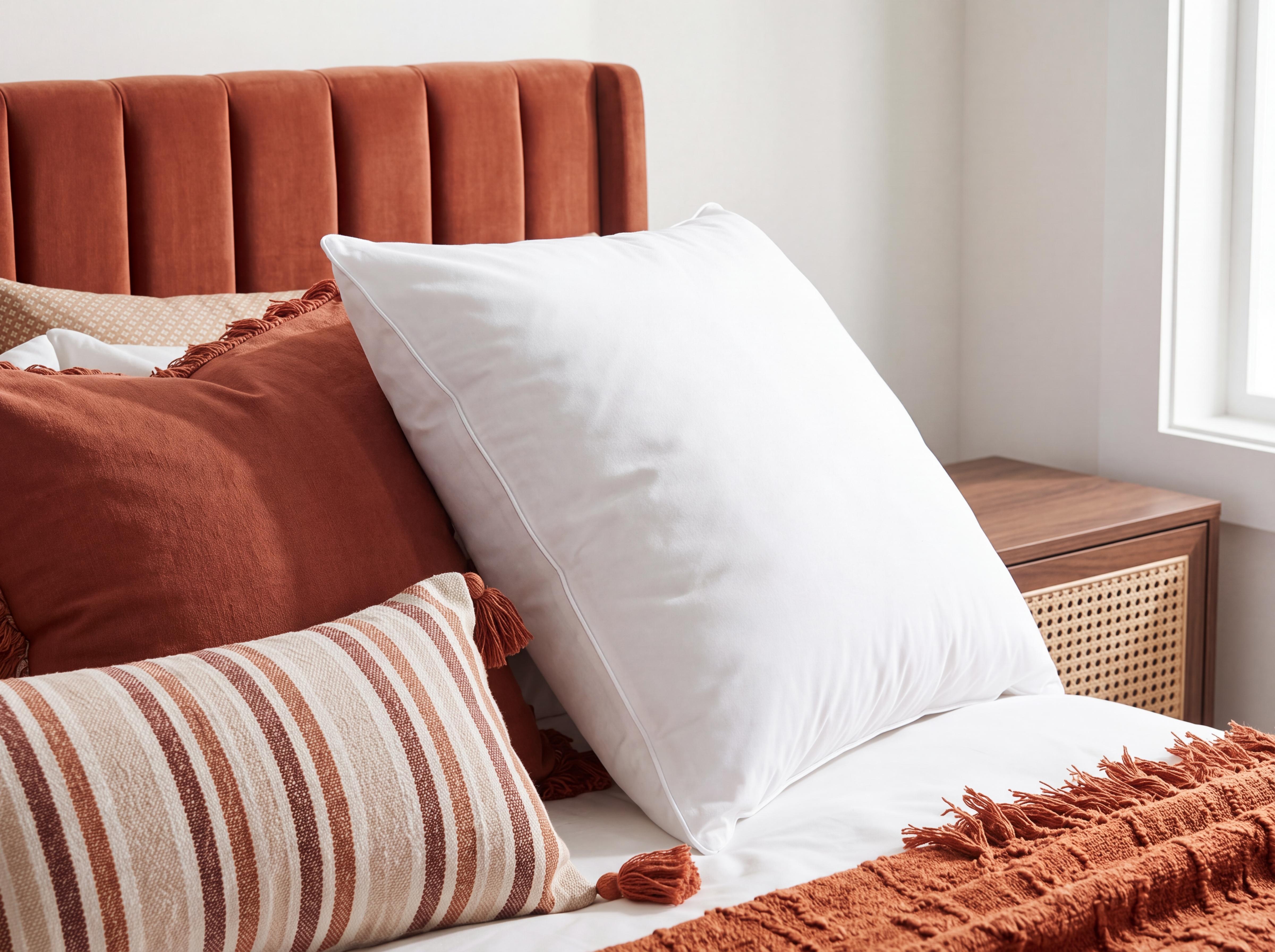 Bed Pillow VIHREN Low 80 x 80 cm Duck Feathers and Down White