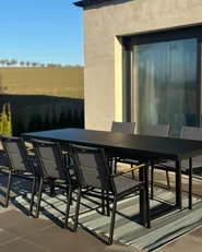 Set da pranzo da giardino 6 posti VALCANETTO/BUSSETO Metallo Nero_976457