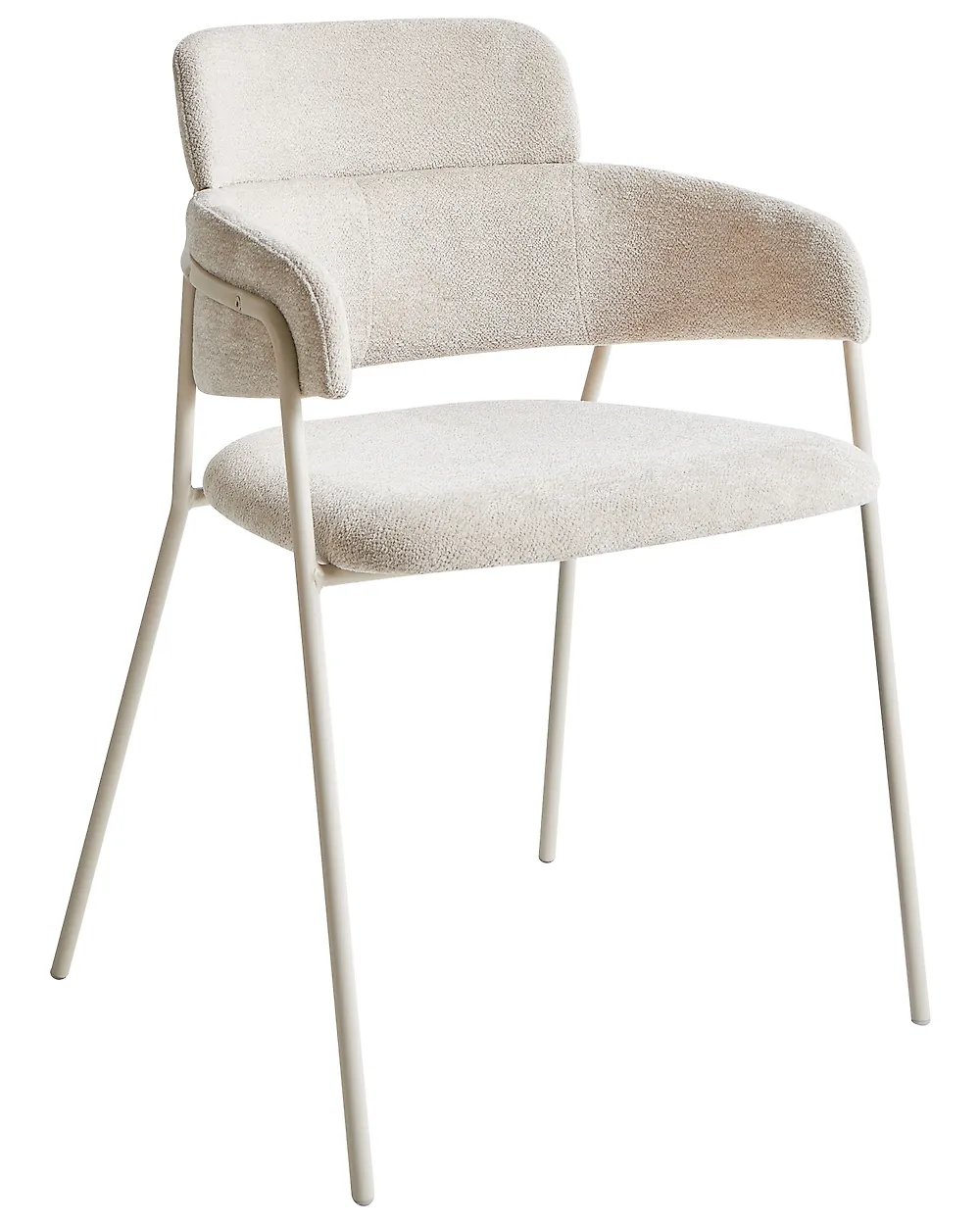 Set of 2 Dining Chairs PAONIA Chenille Light Beige_1184057