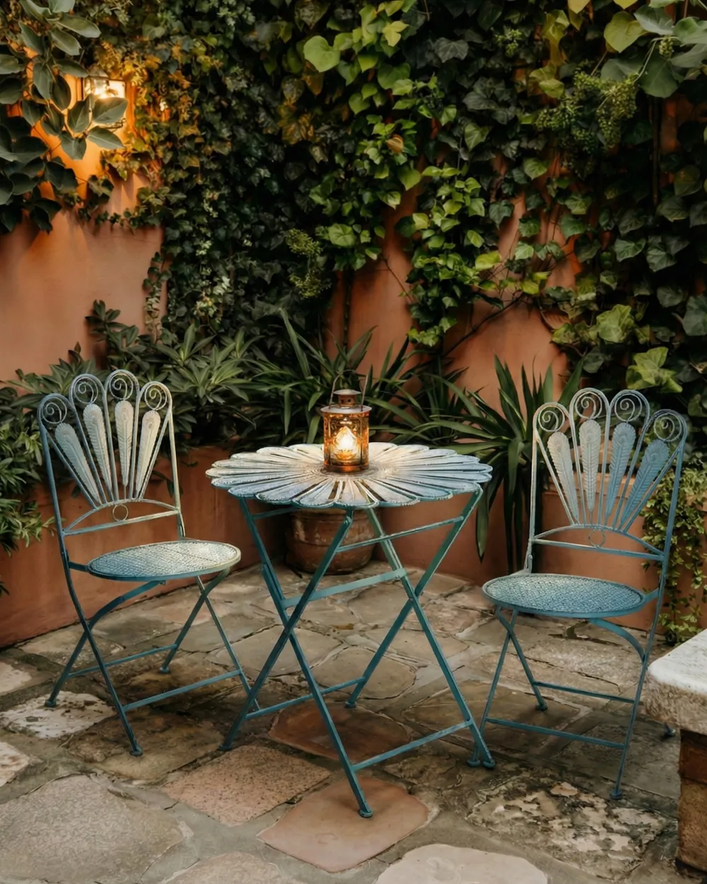 Set di 2 sedie da giardino PAVIA Pieghevole Metallo Blu_1046239