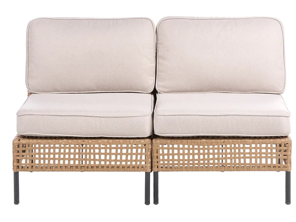 Sofa ogrodowa dla 2 osób OMEGANA Bez podłokietników Technorattan Jasnobeżowy