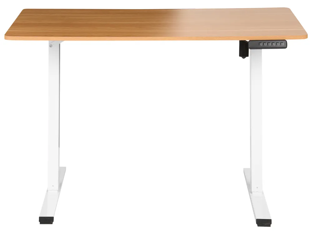 Biurko regulowane elektrycznie TAVARES 120 cm 60 cm Jasny brąz/ biały_1047088