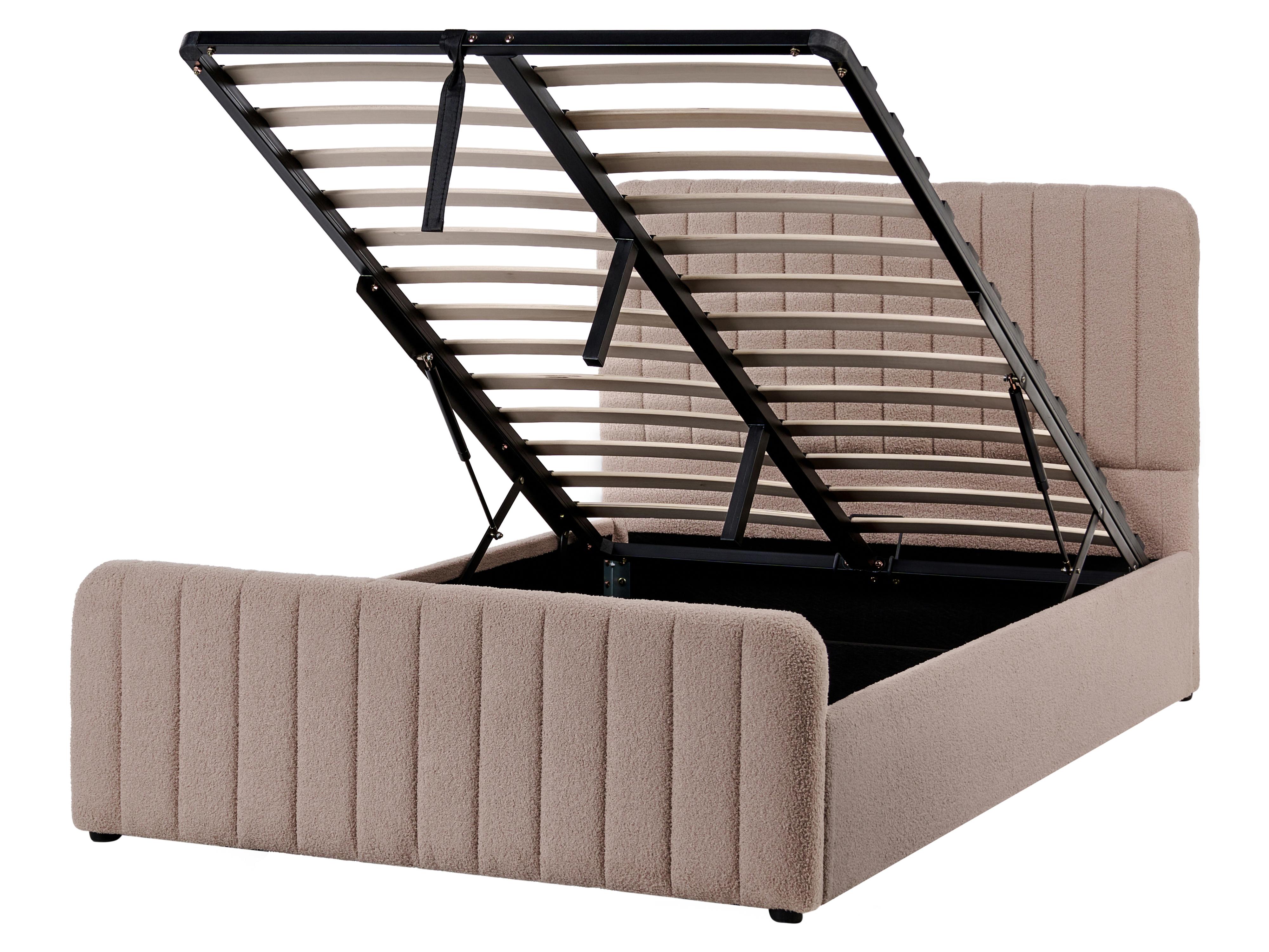 Ottoman Bed LUNAN Boucle Taupe 120 x 200 cm (EU Small Double)_1048506