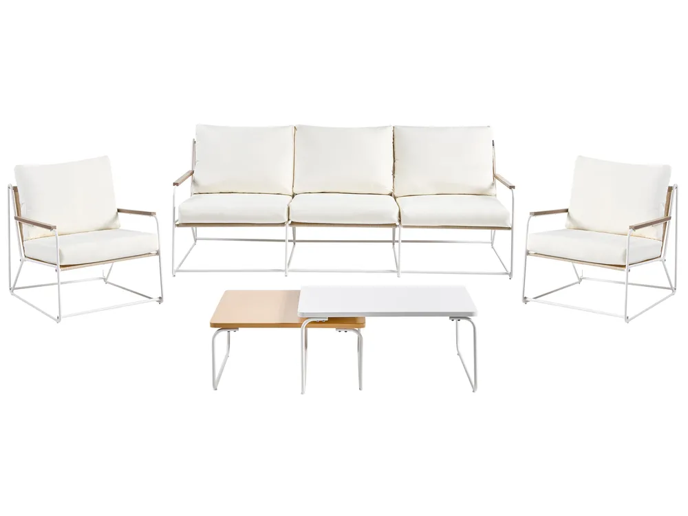 Conjunto de jardín 5 plazas VENARIA con mesas Metal Beige/Blanco
