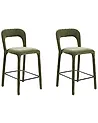 Set of 2 Bar Chairs LAKEVILLE Chenille Green