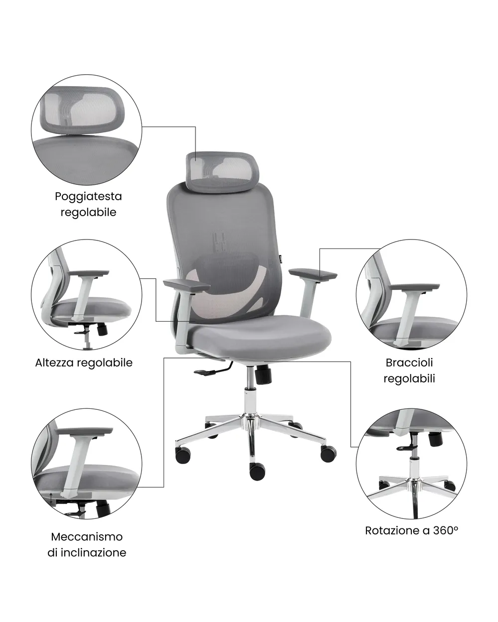 Sedia da ufficio ERVIONE Grigio_1071082