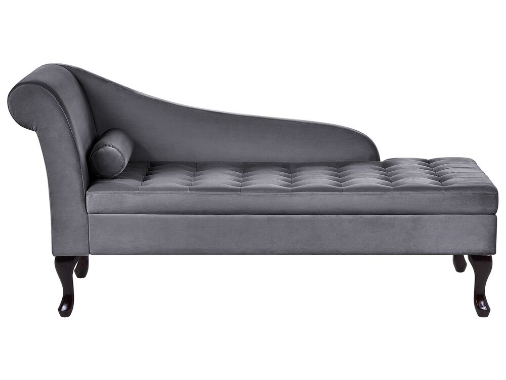 Left Hand Velvet Chaise Lounge with Storage Dark Grey PESSAC Beliani.ch