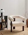 Armchair ILBRO Boucle Off-White/ Dark Brown