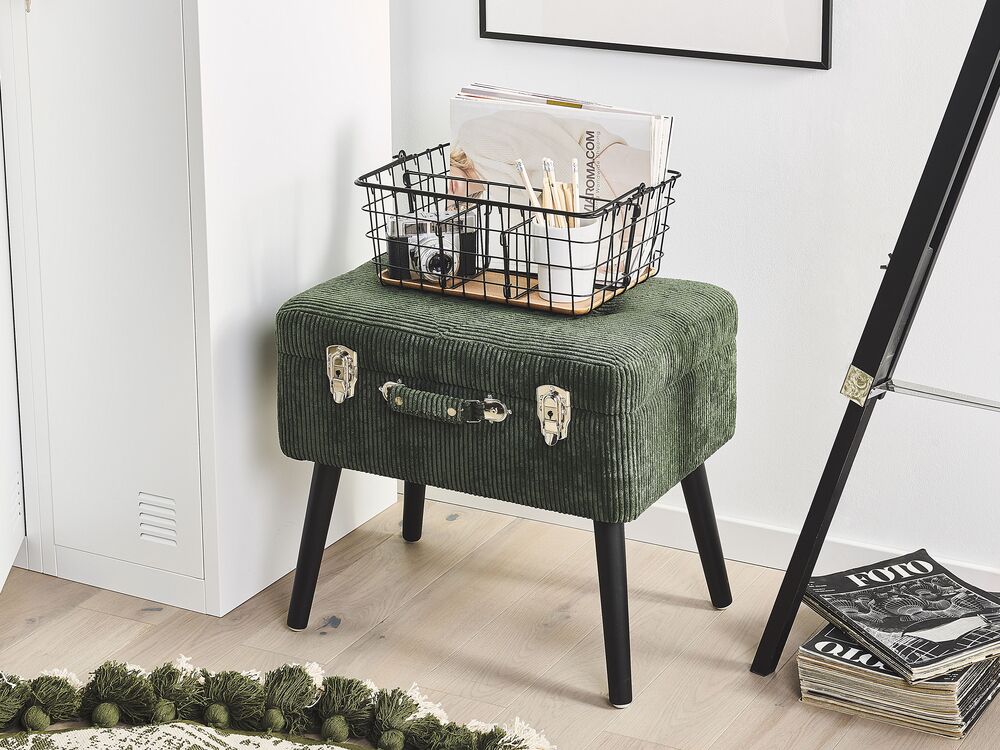 Taburet cu depozitare MALLARD Velur Verde închis