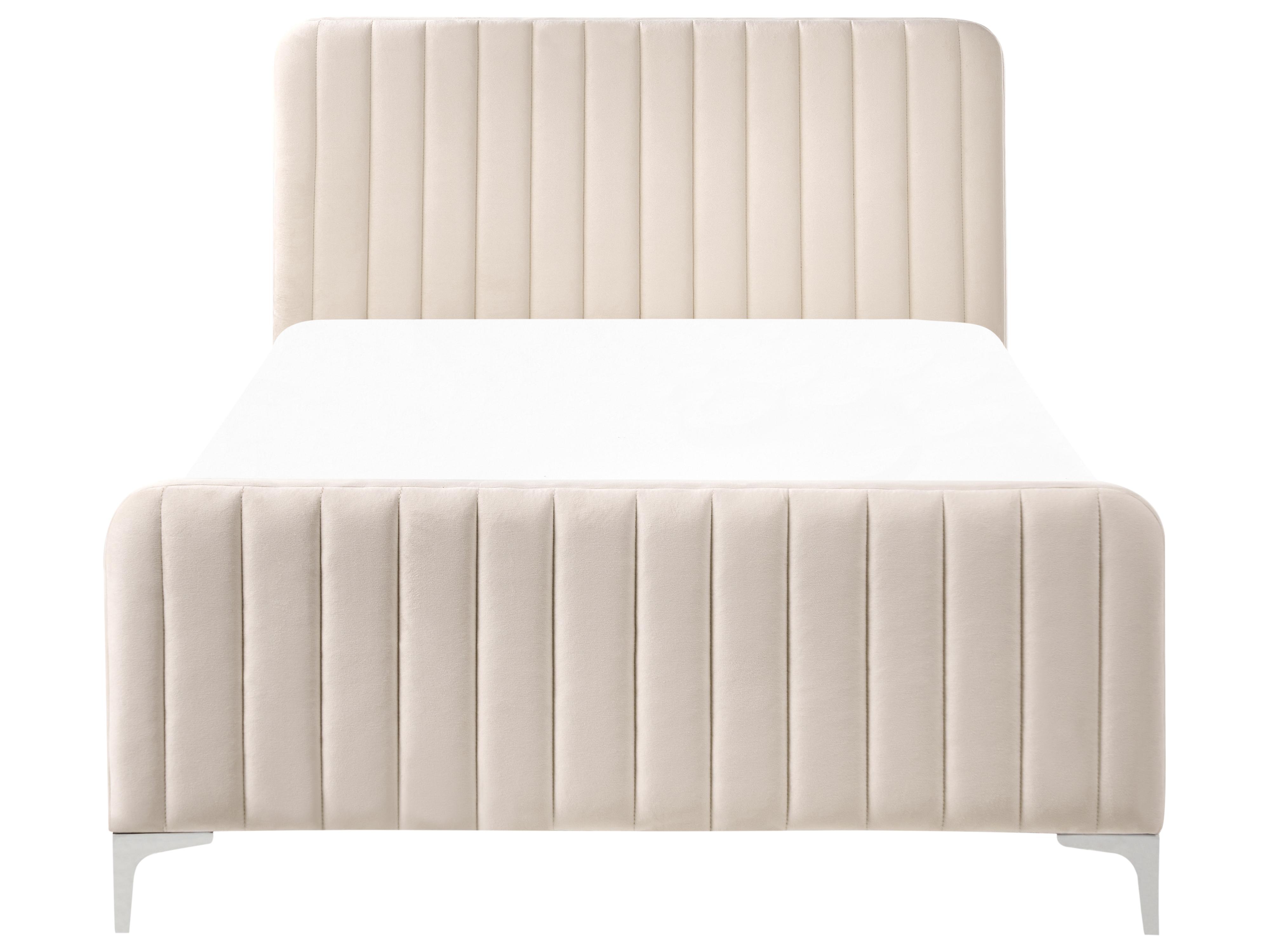 Bed Velvet LUNAN 120 x 200 cm (EU Small Double) Light Beige_1025676