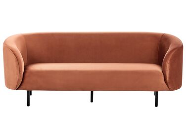 3-Sitzer Sofa Samtstoff orange / schwarz LOEN