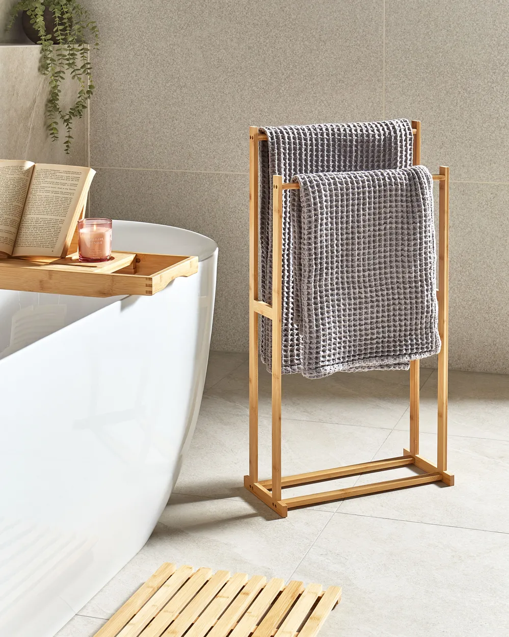 Towel Stand HOBOKEN Bamboo Wood Light Brown - Main Image