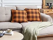 Conjunto de 2 cojines decorativos BARJA 45 x 45 cm Naranja A cuadros_1187209