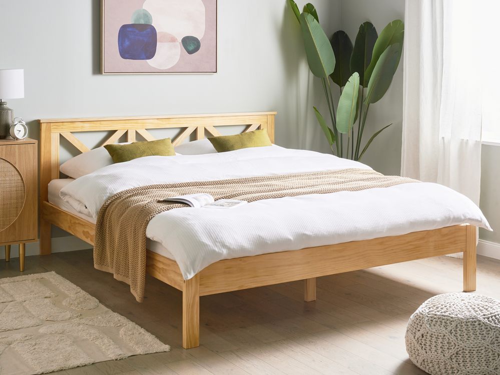 Cama Madeira de pinho TANNAY 180 x 200 cm Castanho claro