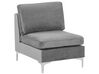 Left Hand 4 Seater Modular Velvet Corner Sofa with Ottoman Grey EVJA_789047