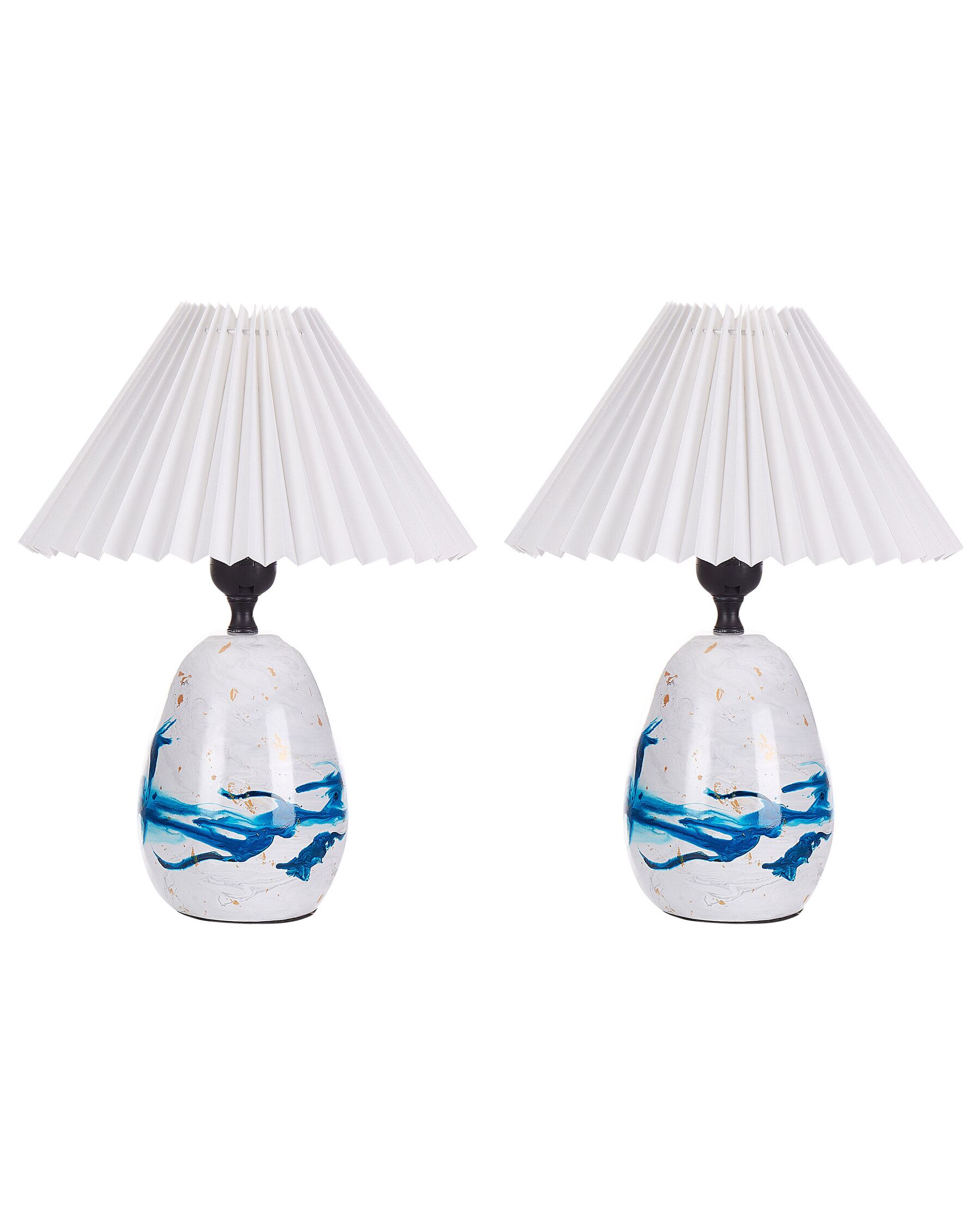 Set of 2 Ceramic Table Lamps White and Blue GENFEL_897996
