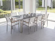 Garden Dining Table GROSSETO 220 cm 100 cm Granite Polished Grey_773784