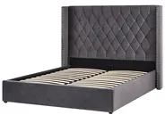 Ottoman Bed LUBBON Velvet Grey 160 x 200 cm (EU King Size)_766869