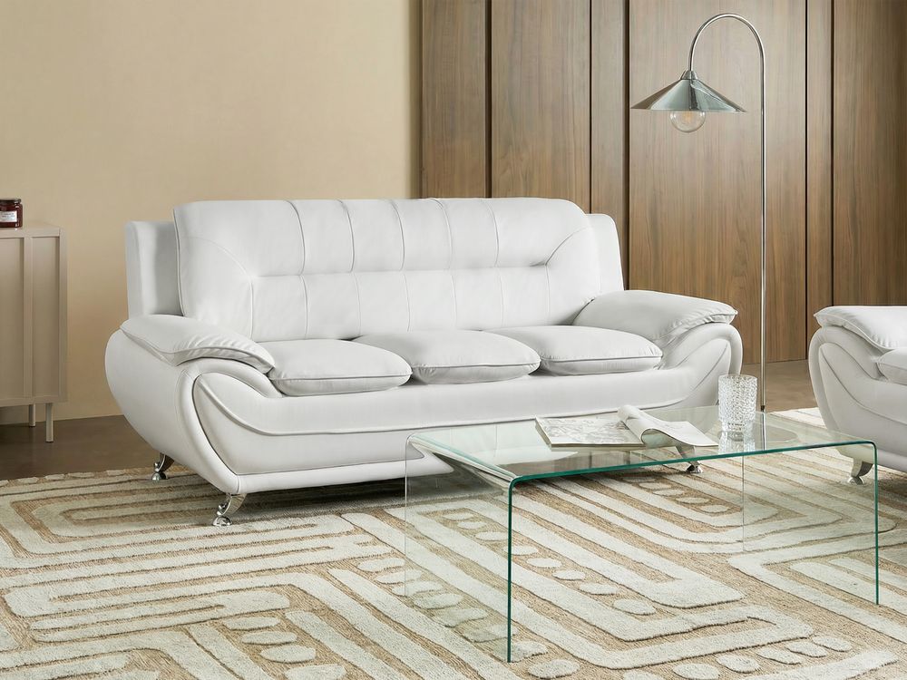 Sofa 3 Seater LEIRA Faux Leather White