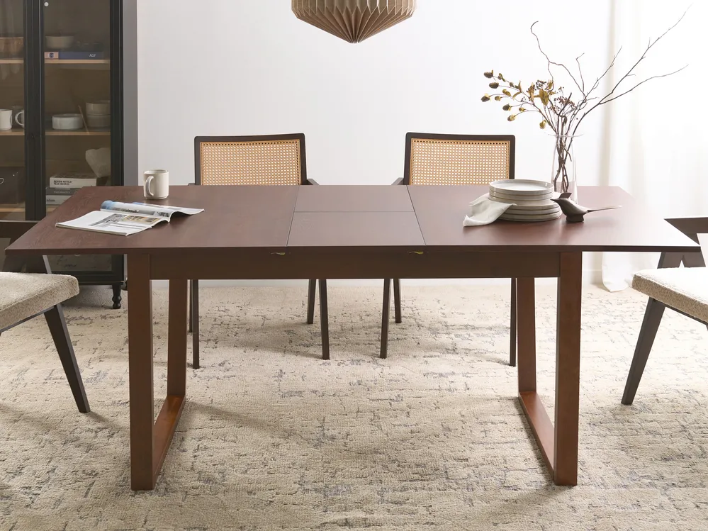 Extending Dining Table CAMDEN Dark Ash Wood 160/200 cm 95 cm_1078245