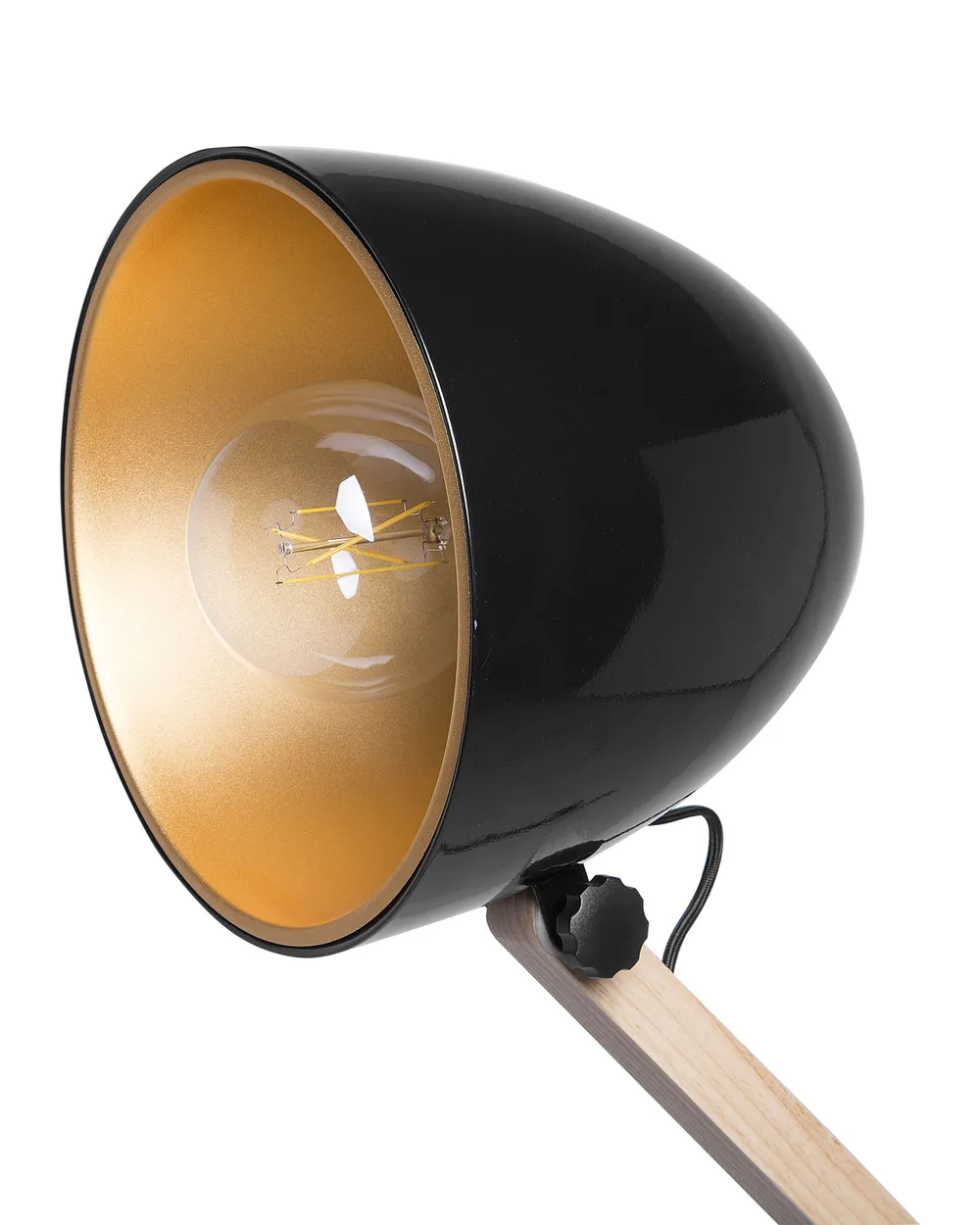 Lampada da pavimento HETTON Regolabile Legno di quercia Nero_700126