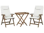 Set bistrot AMANTEA PREMIUM Legno d'acacia Bianco sporco_1066310