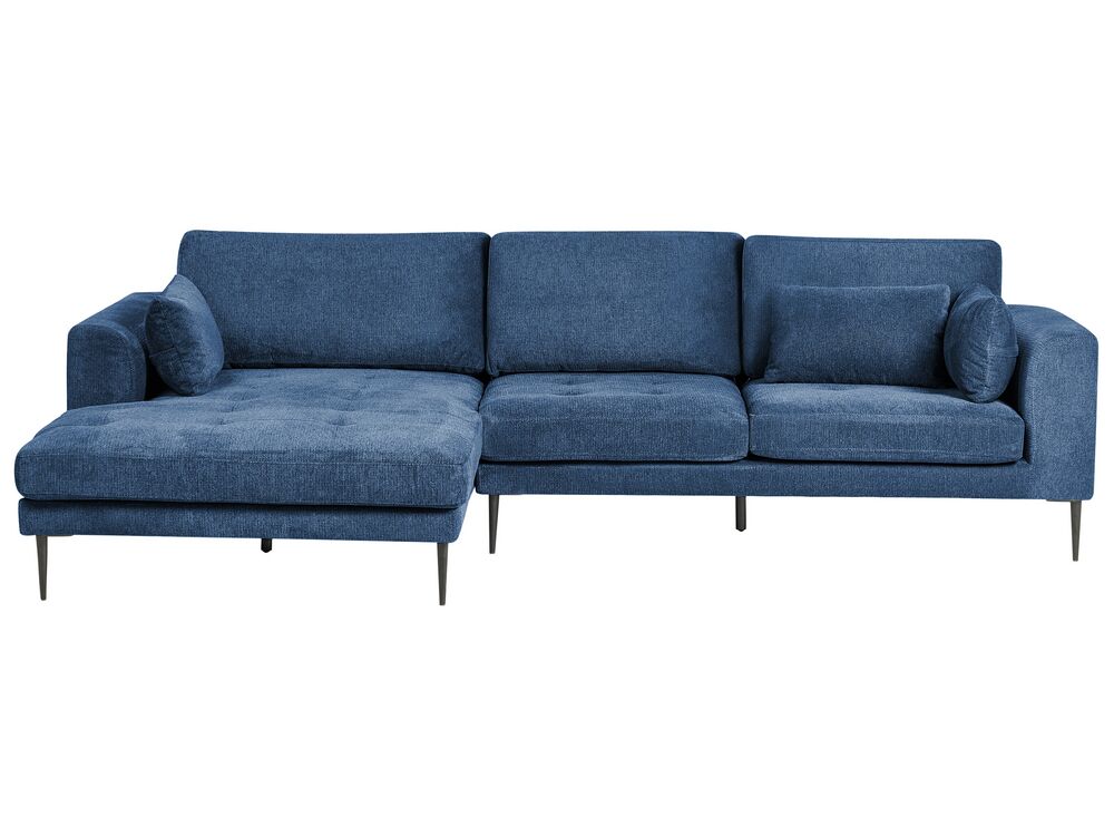 Right Hand Fabric Corner Sofa Blue FLAM Beliani