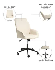 Silla de oficina CASTILE Lino sintético Blanco crema_1072503