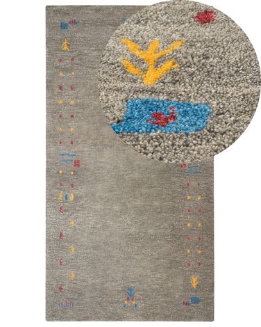 Vlnený koberec gabbeh 80 x 150 cm sivý SEYMEN