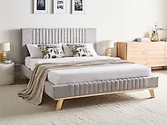 Säng med lamellram Chenille TALENCE 160 x 200 cm Ljusgrå_1184633